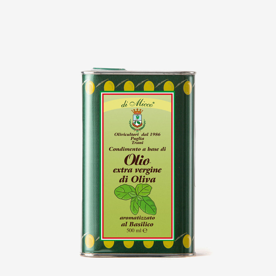 Olio aromatizzato al Basilico latta da 500 ml