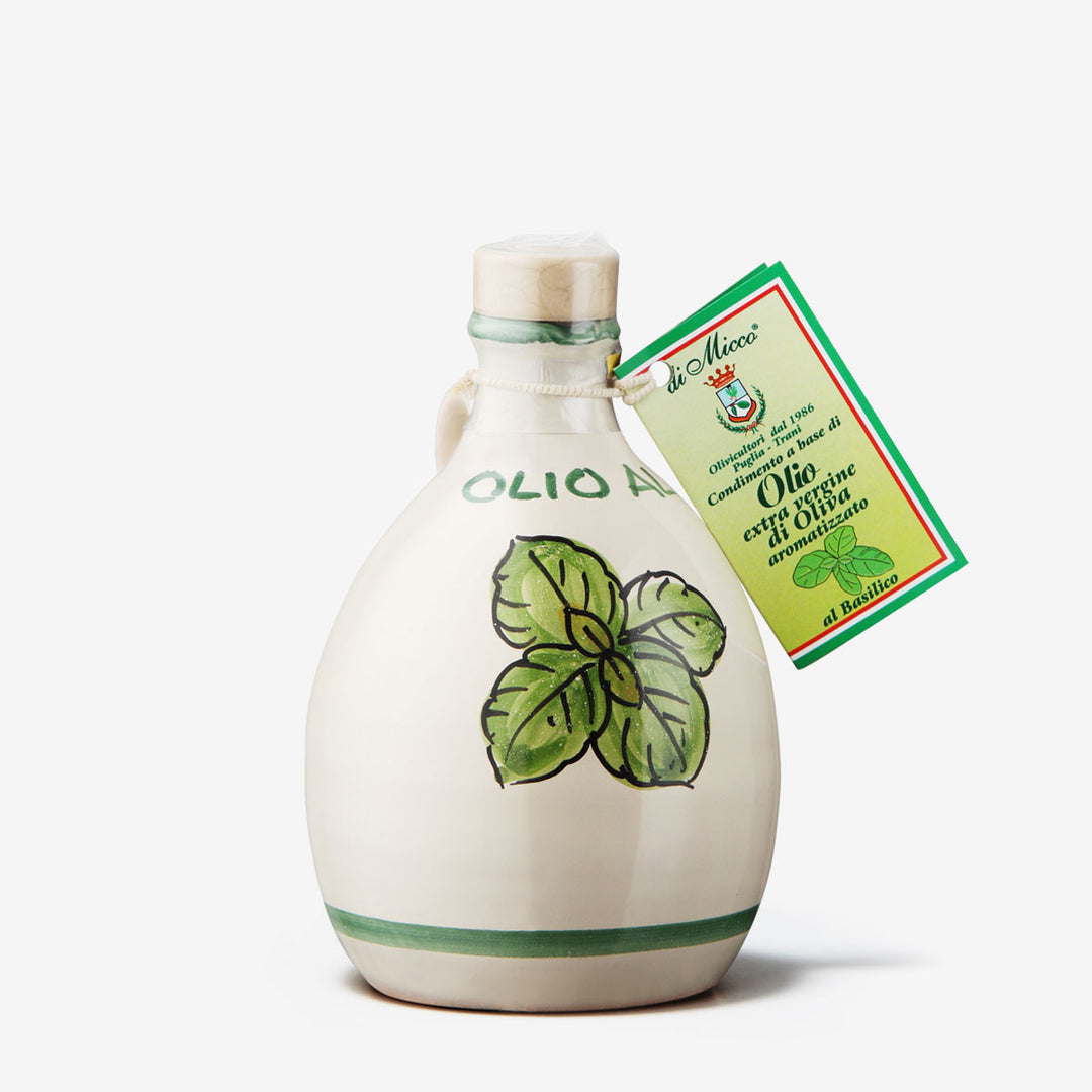 Orcetta in ceramica da 250 ml con olio aromatizzato al Basilico