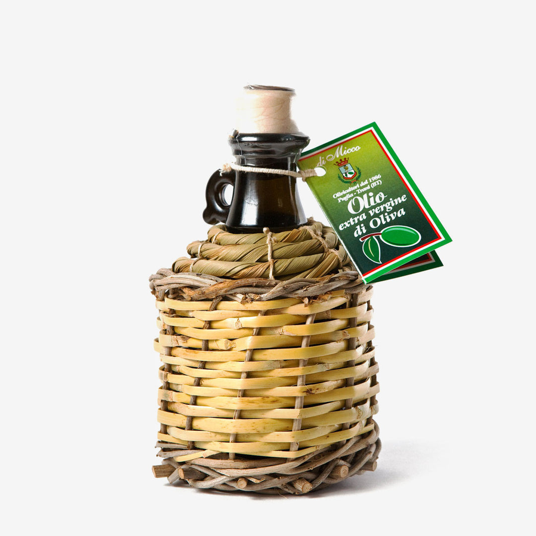 Anfora da 250 ml rivestita in vimini a mano con Olio Extra Vergine di Oliva