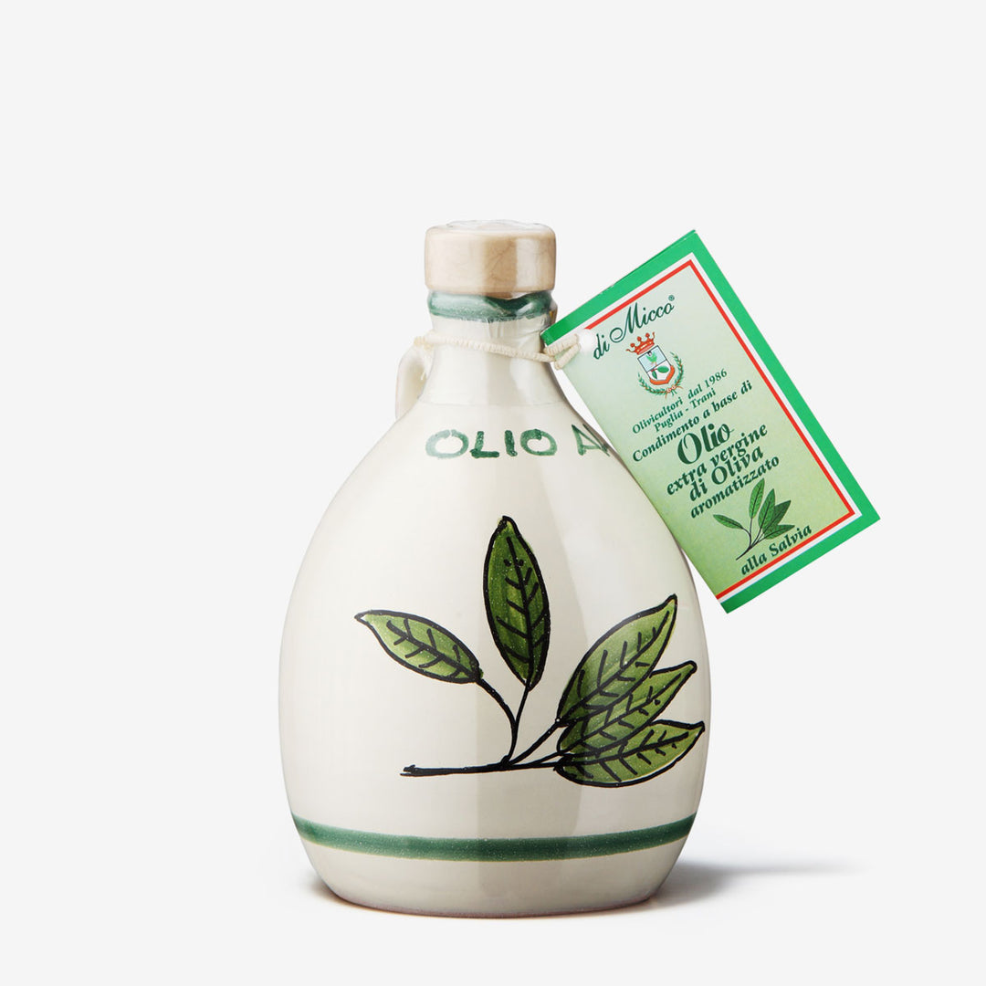 Orcetta in ceramica da 250 ml con olio aromatizzato alla Salvia